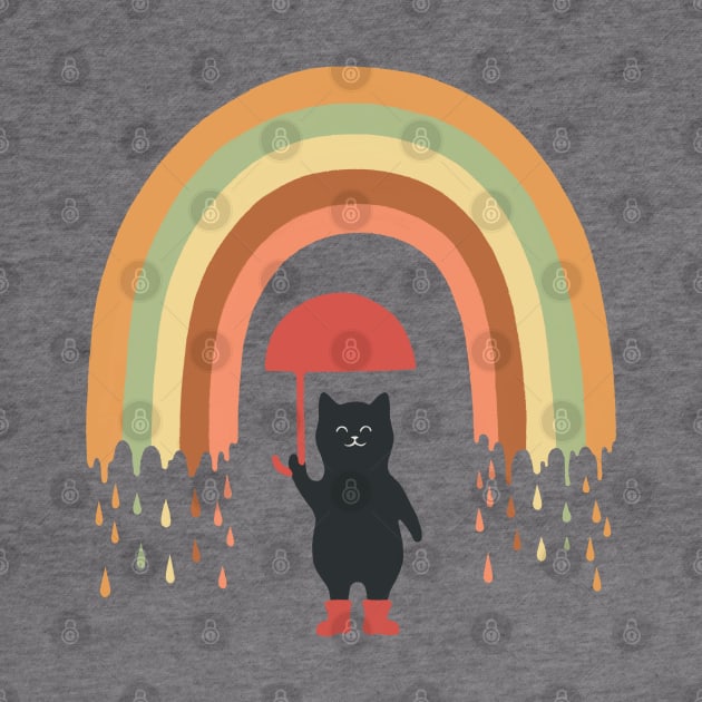 Rainbow cat colorful rain day by Chewbarber